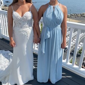 Revelry Eliza Chiffon Faux Wrap Dress light blue